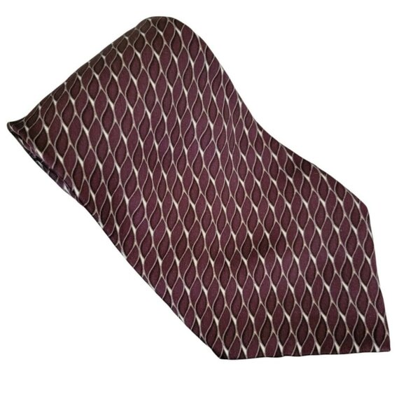 Ziggurat Silk Tie Purple Geometric Print Mens Necktie Menswear Evening - Picture 1 of 4